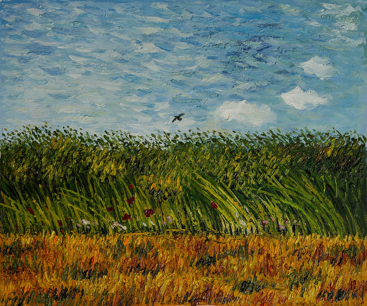 Edge of a Wheat Field with Poppies and a Lark by Vincent Van Gogh - Click Image to Close